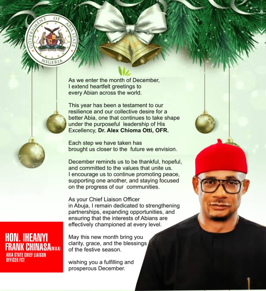 New Month Message From Abia Chief Liaison Officer
